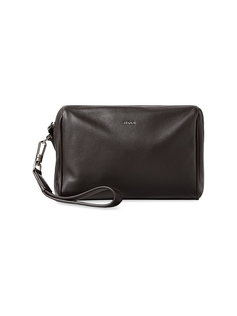 Men's Secondskin Leather Pouch - Dark Brown