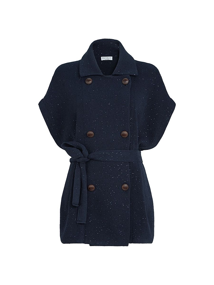 Women's Cotton Diamond Yarn Knit Sweater Vest - Blue - Size XXL