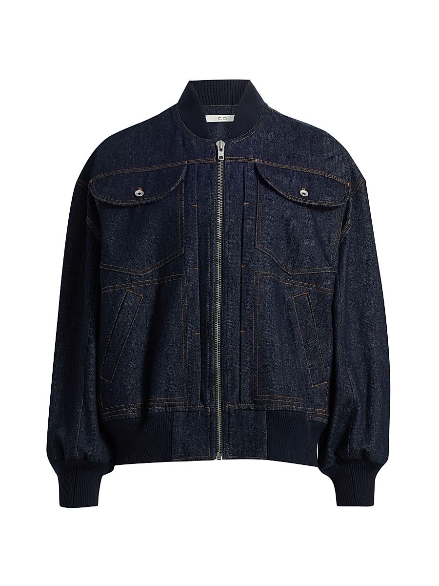 Women's Denim Cotton Bomber Jacket - Indigo - Size Medium