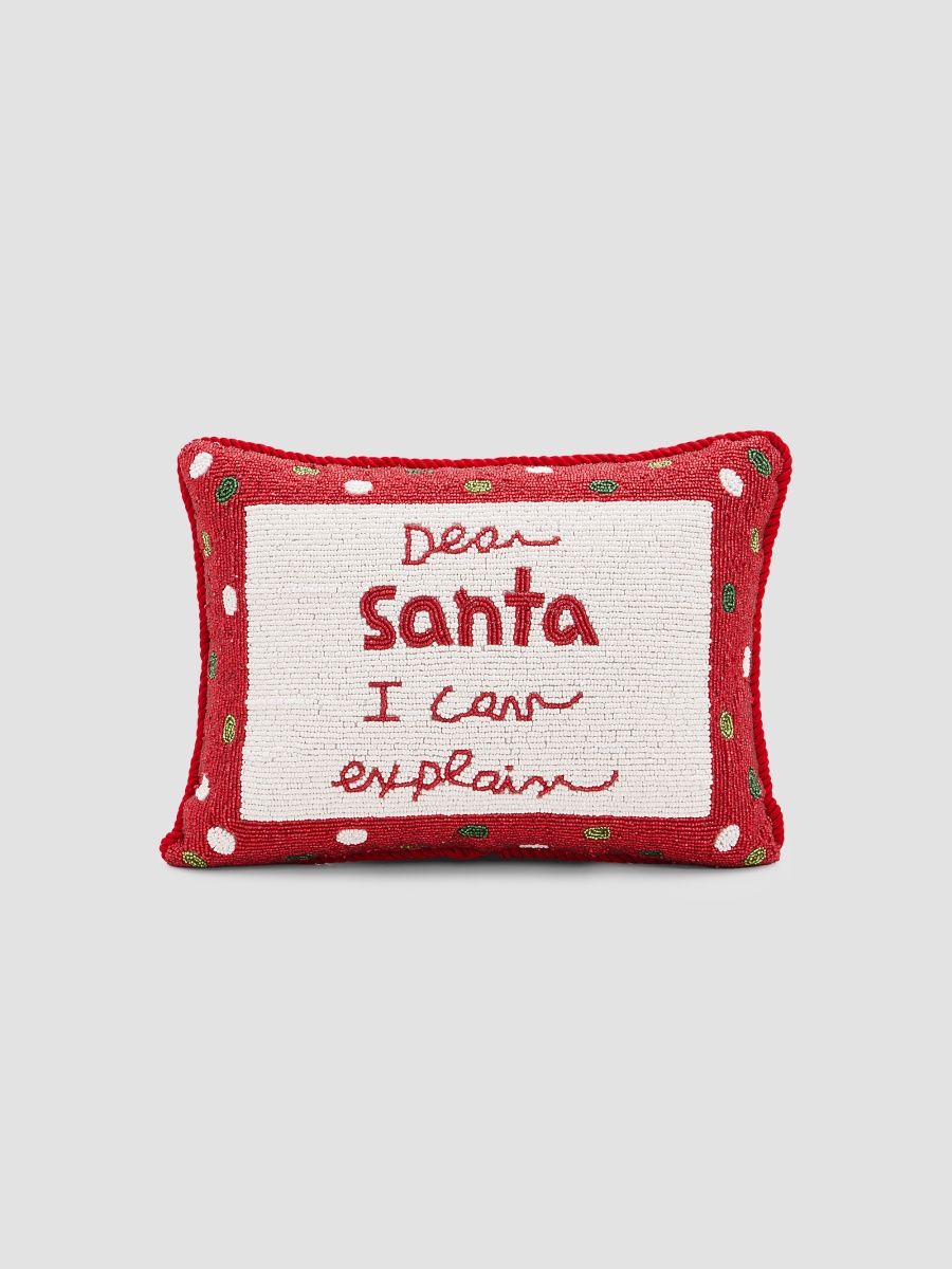 Sudha Pennathur Dear Santa I Can Explain Beaded Pillow
