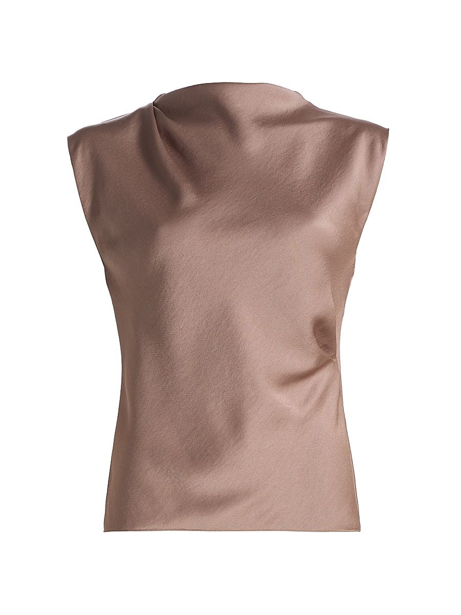 Women's Satin Cowlneck Maxi Dress - Mauve Lilac - Size XS