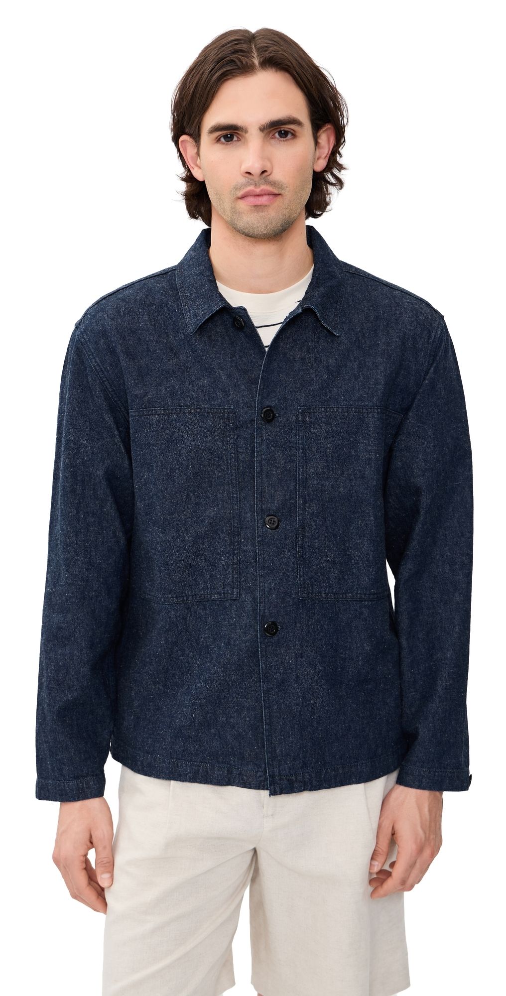 Knickerbocker Mafra Denim Cotton and Linen Overshirt Indigo M