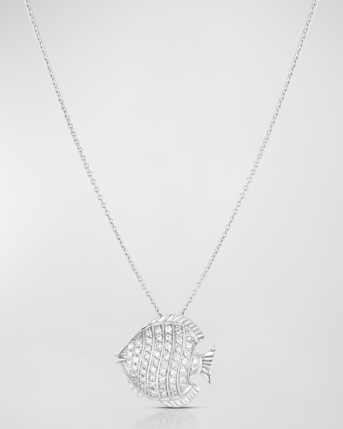 Fish Tiny Treasure Necklace in White Gold