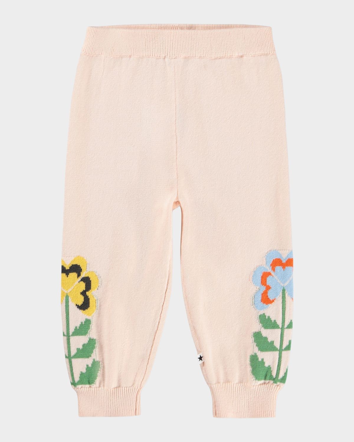 Girl & apos;s Sol Floral Intarsia Organic Cotton Knit Pants, Size 3M-2