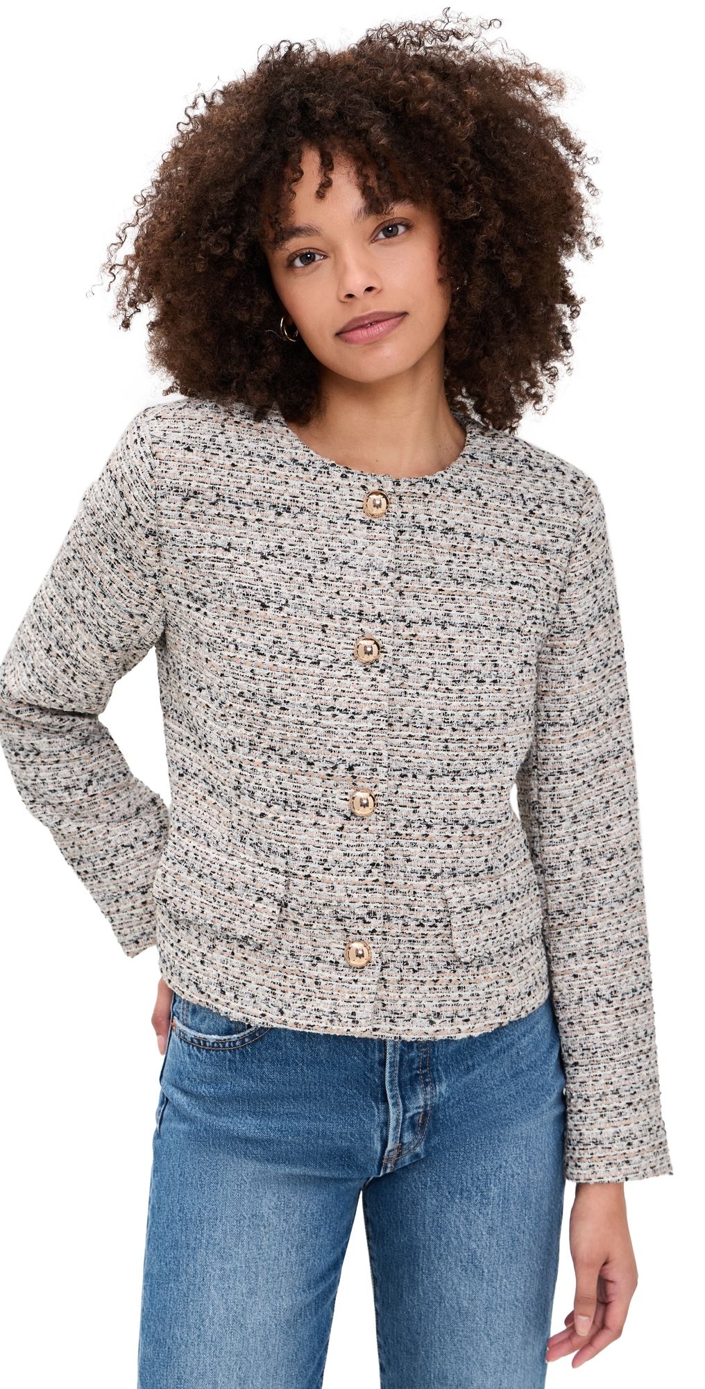 Favorite Daughter The Lady Jacket Pink Tweed L