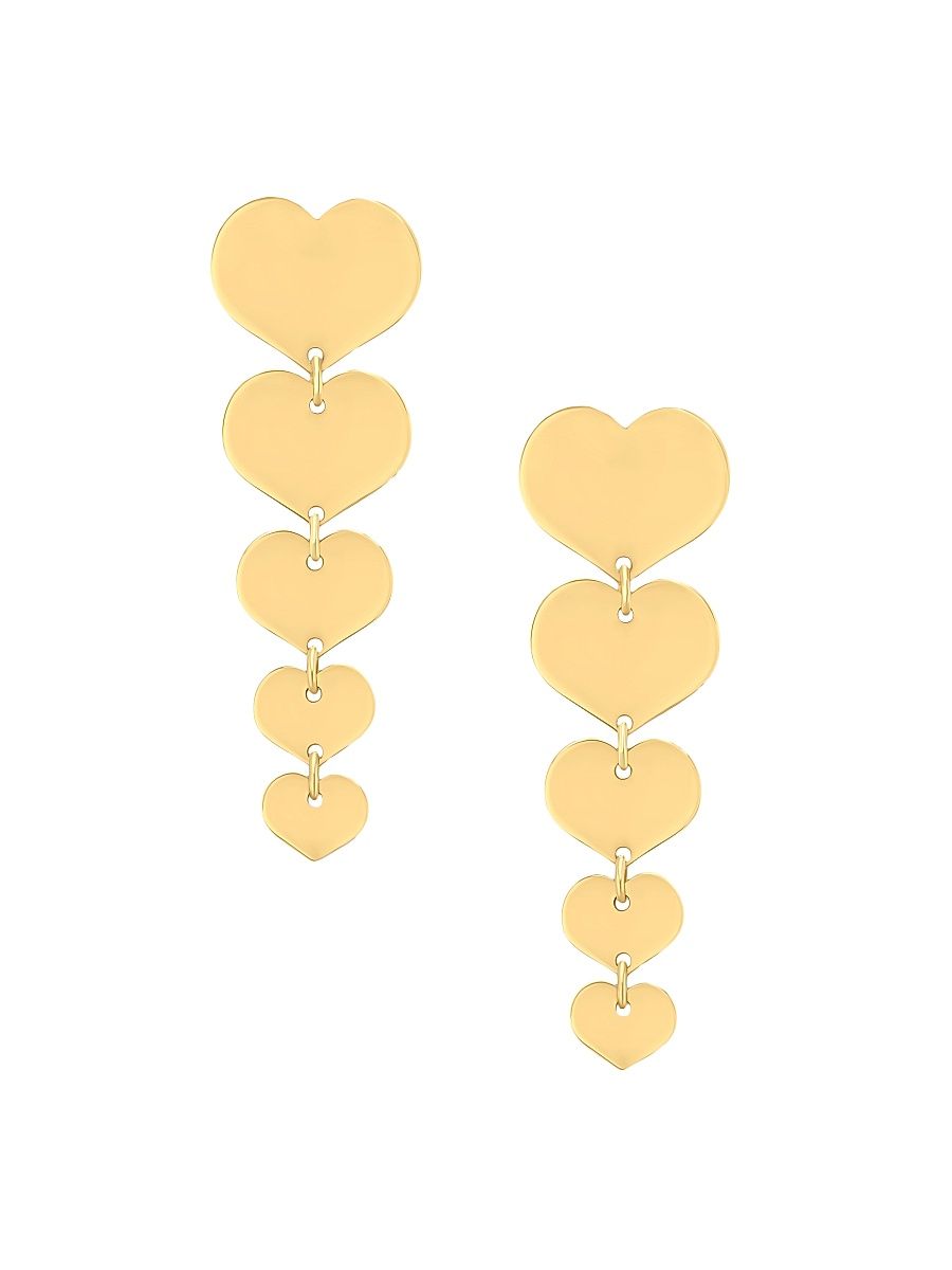 Women's Love 14K Yellow Gold Heart Drop Earrings - Gold