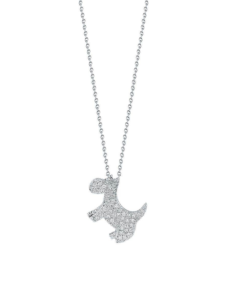 Women's Tiny Treasures 18K White Gold & 0.21 TCW Diamond Scotty Dog Pendant Necklace