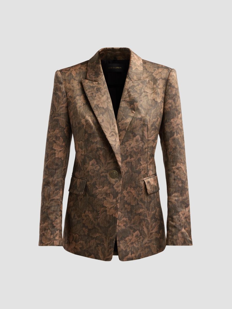 Kobi Halperin Women's Lisa Floral Jacquard Jacket - Brown Multi - Size XL