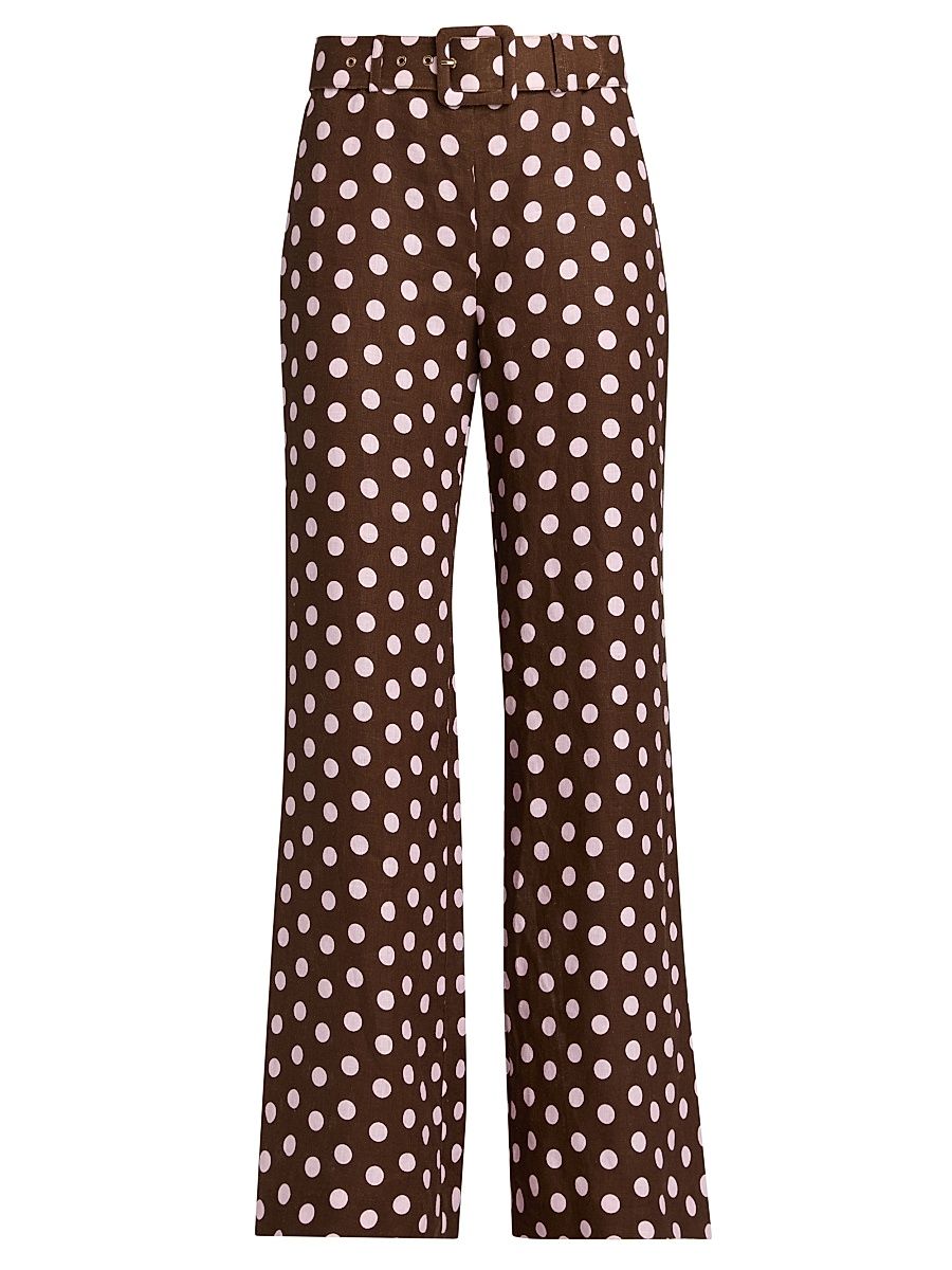 Women's Mayflower Polka Dot Linen Pants - Joelle Dot Brown - Size 14