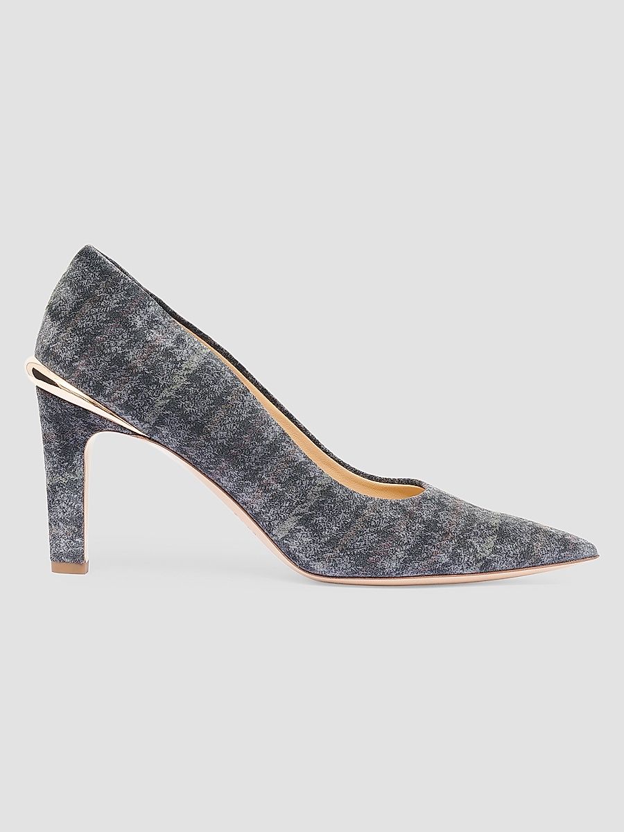 Women's Edwina 75MM Bouclé-Effect Leather Pumps - Charcoal - Size 10.5