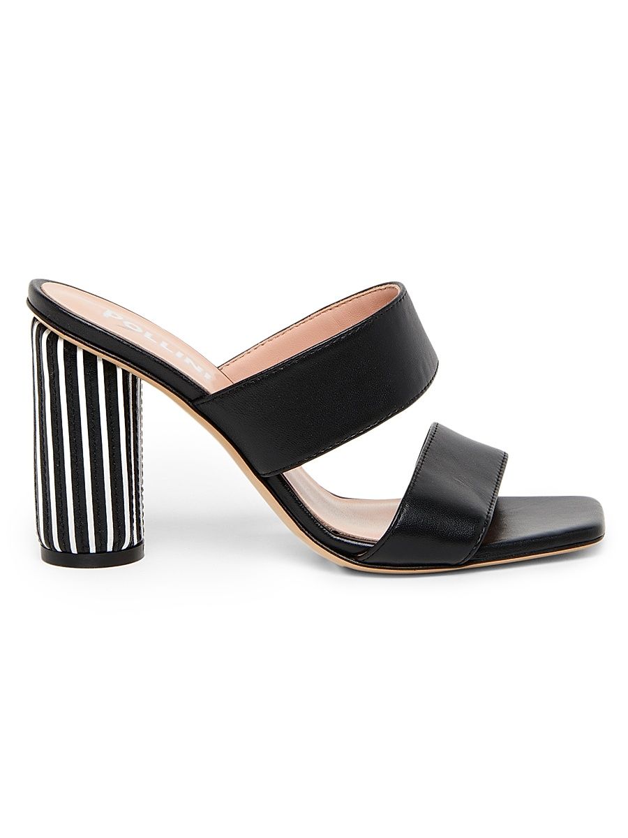 Women's Sunset 85MM Leather Sandals - Black Ivory - Size 11