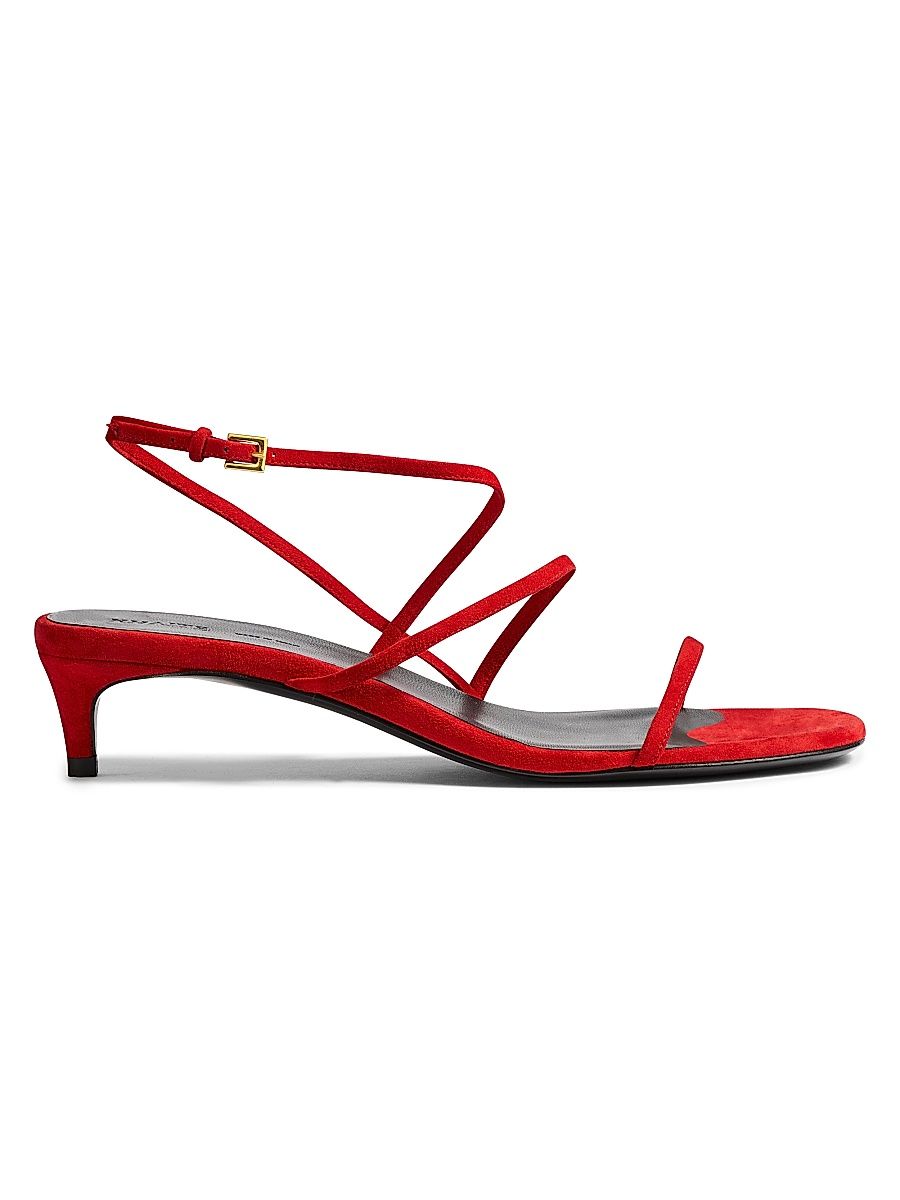 Women's Loop 35MM Suede Kitten-Heel Sandals - Lipstick - Size 12