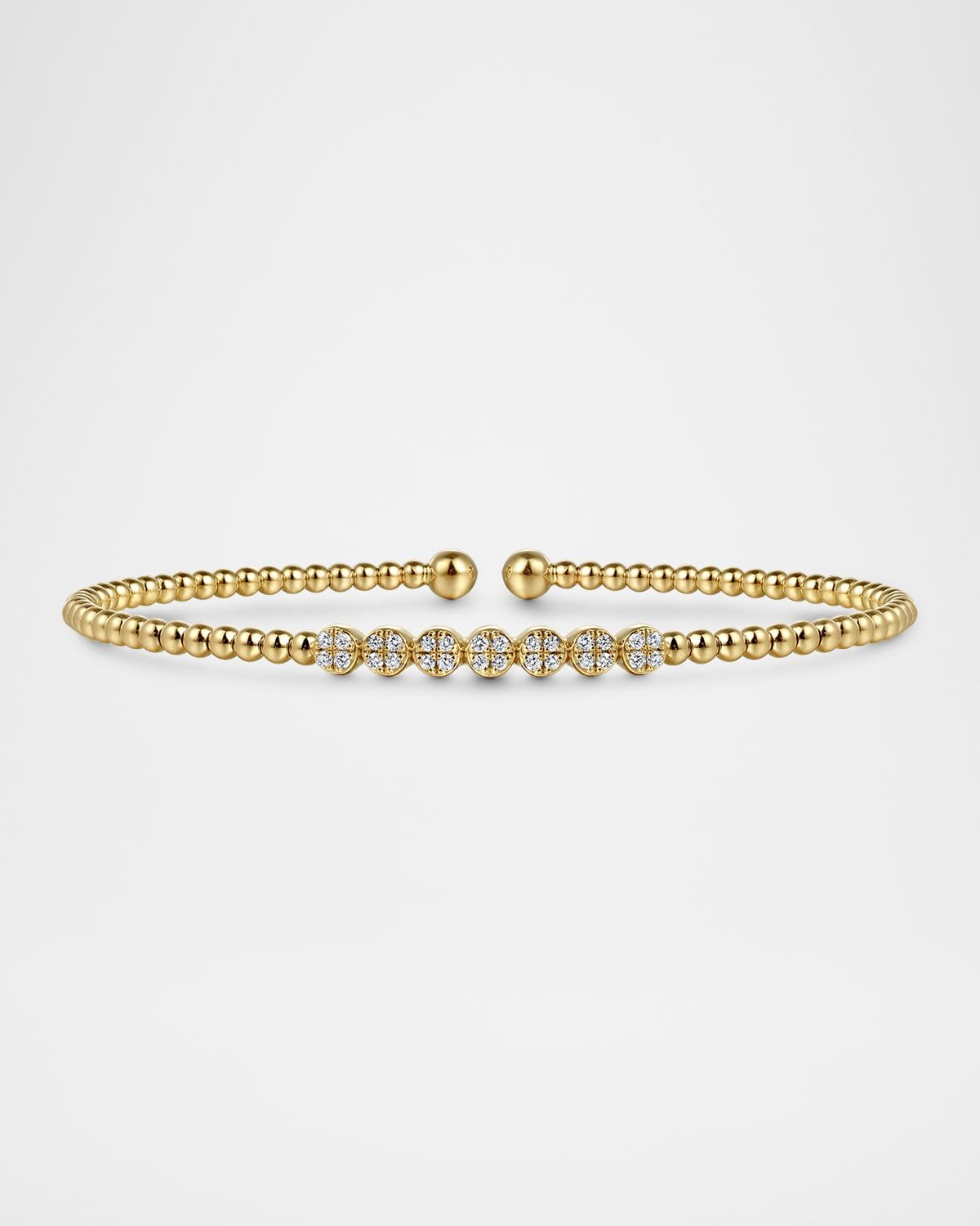 14K Yellow Gold Bujukan Bead and Cluster Diamond Bangle