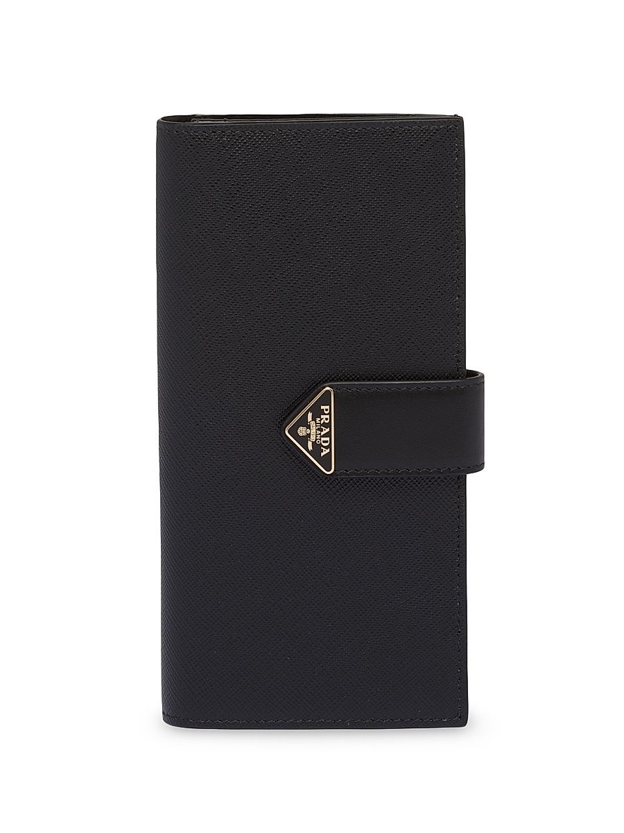 Women's Large Saffiano and Leather Wallet - Black