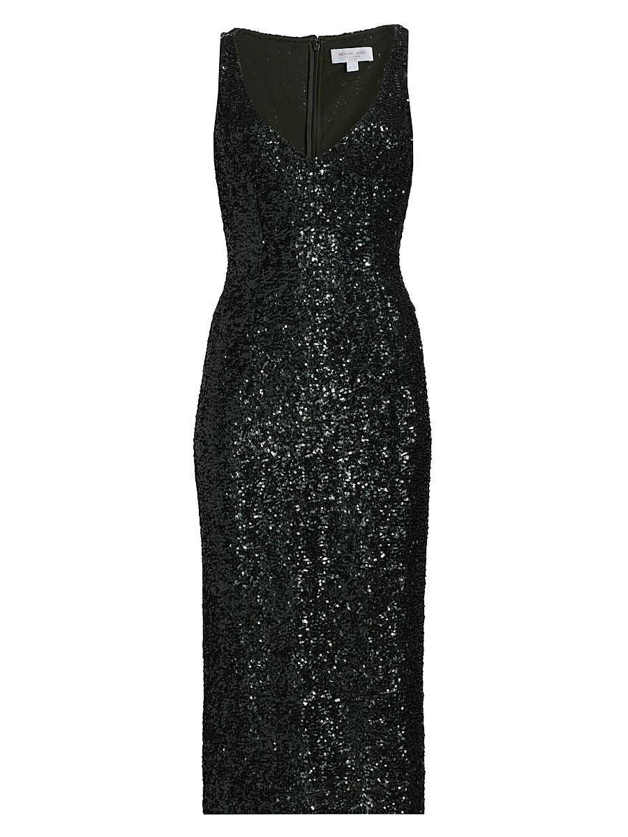 Women's Sequined Sheath Cocktail Dress - Bottle - Size 10