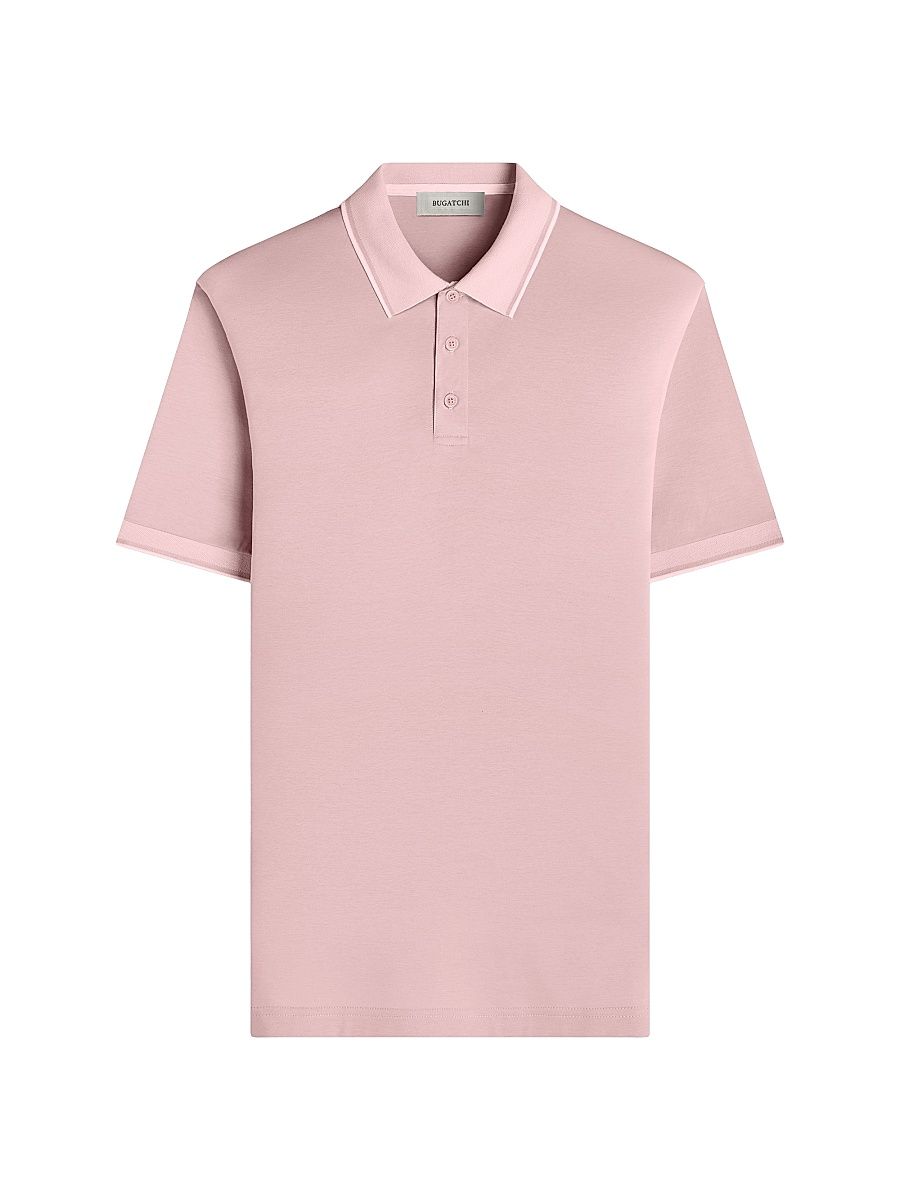 Men's Solid Cotton Polo Shirt - Dusty Pink - Size Small