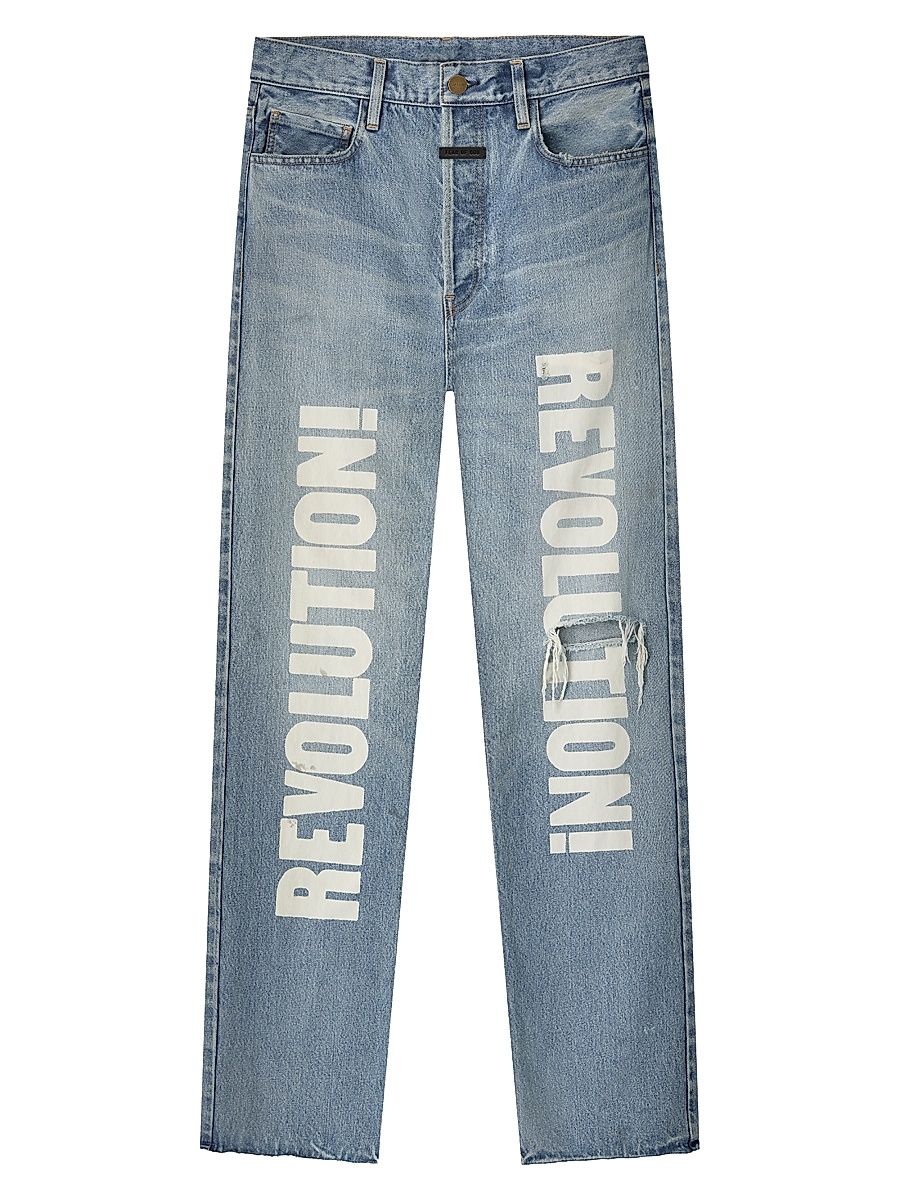Men's ''Revolution'' Cotton Straight-Leg Jeans - Light Indigo - Size 34