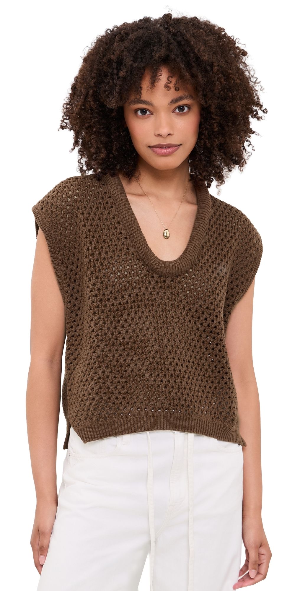 Pistola Beck Slouchy Open Knit Sweater Java M