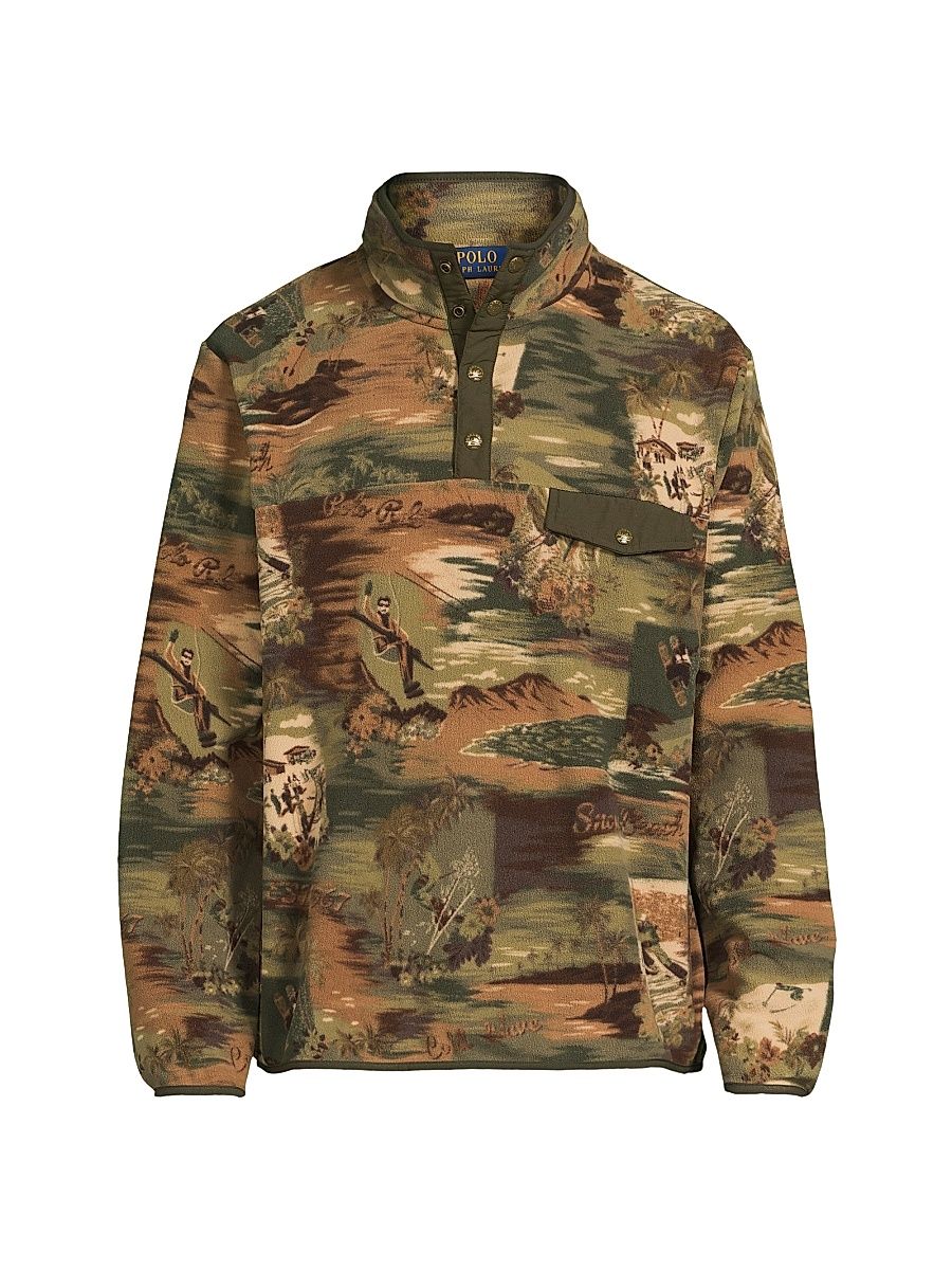 Men's Sea-To-Ski Camo Fleece Hybrid Pullover - Camo Ski Scenic - Size XXL