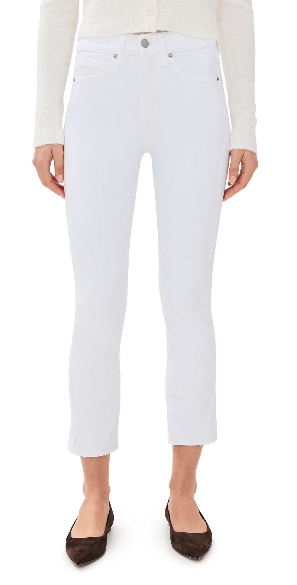 Veronica Beard Jean Carly Kick Flare Raw Hem Jeans White 23