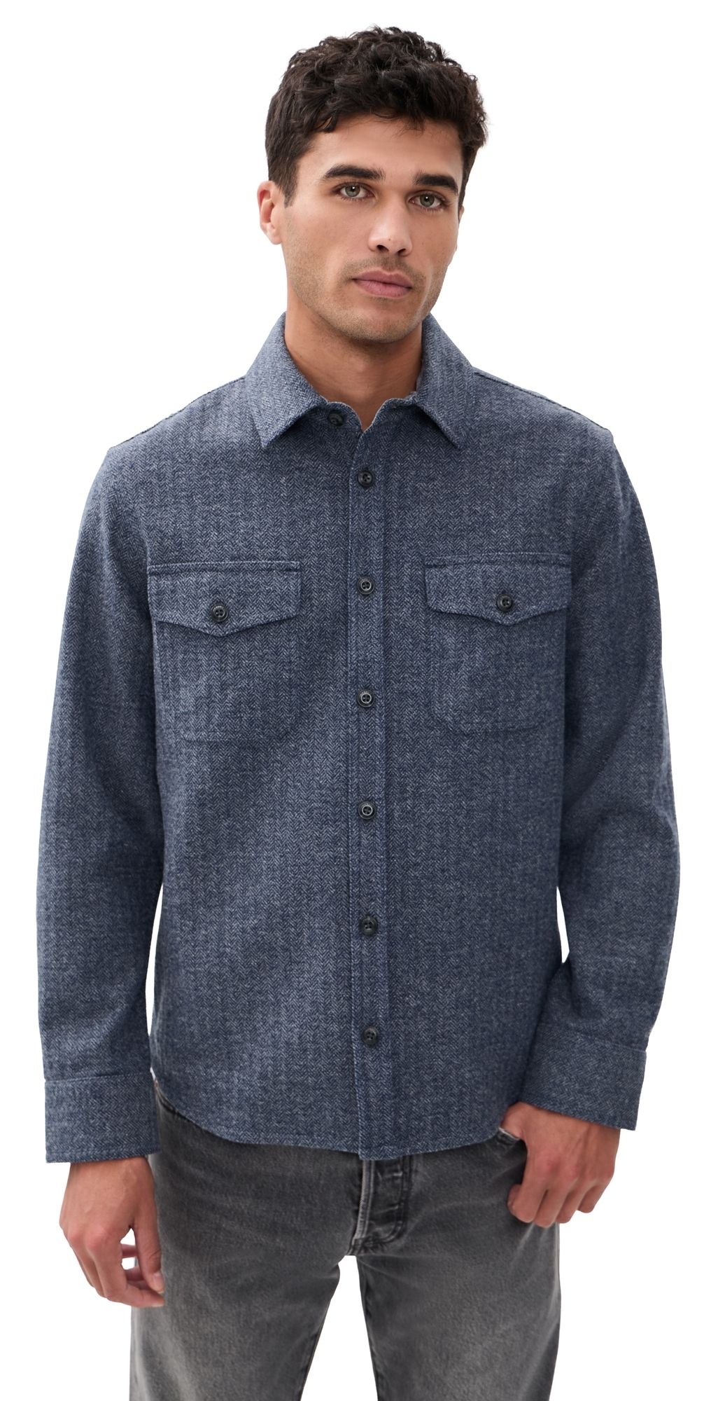 Taylor Stitch The CPO Shirt Jacket Indigo Ash Herringbone 46