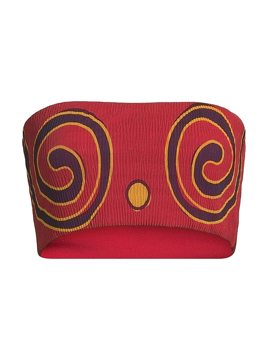 Women's Odessa Abstract Bandeau Top - Scarlet Multi - Size Small