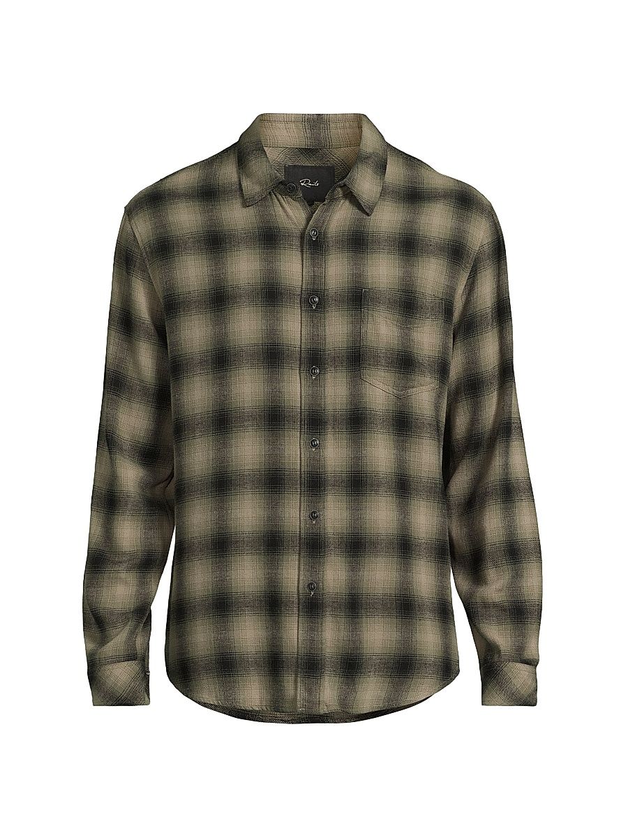 Men's Lennox Plaid Cotton-Blend Shirt - Lichen Onyx - Size XXL