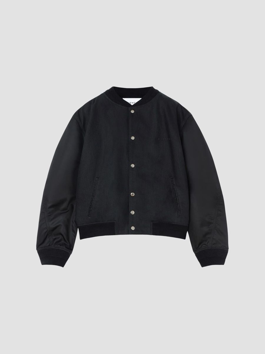 Givenchy Men's Mix Material Blouson Jacket with Embroidery - Black - Size XXL