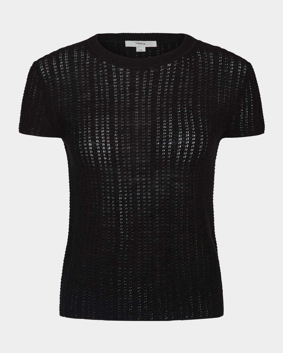 Crewneck Waffle-Knit Top