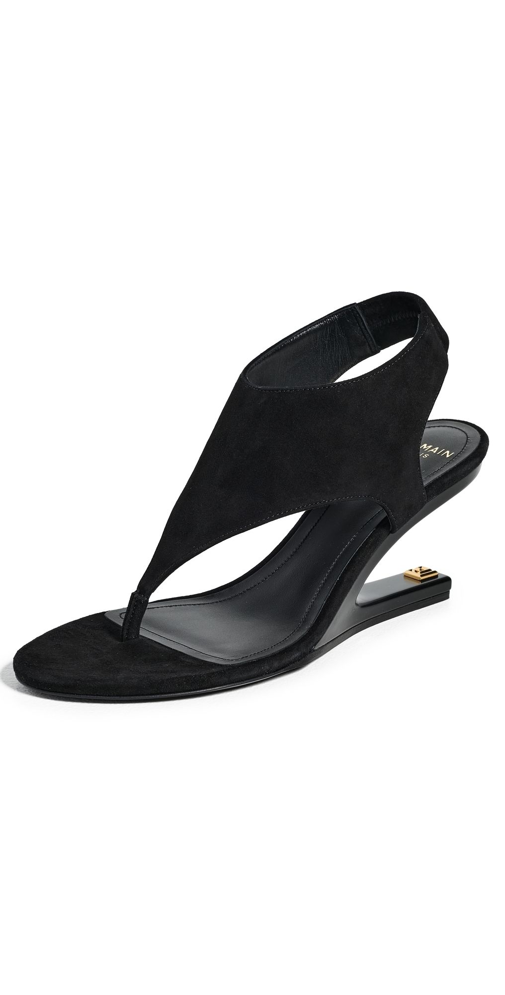 Balmain No Wedge Suede Sandals 0PA Noir 37