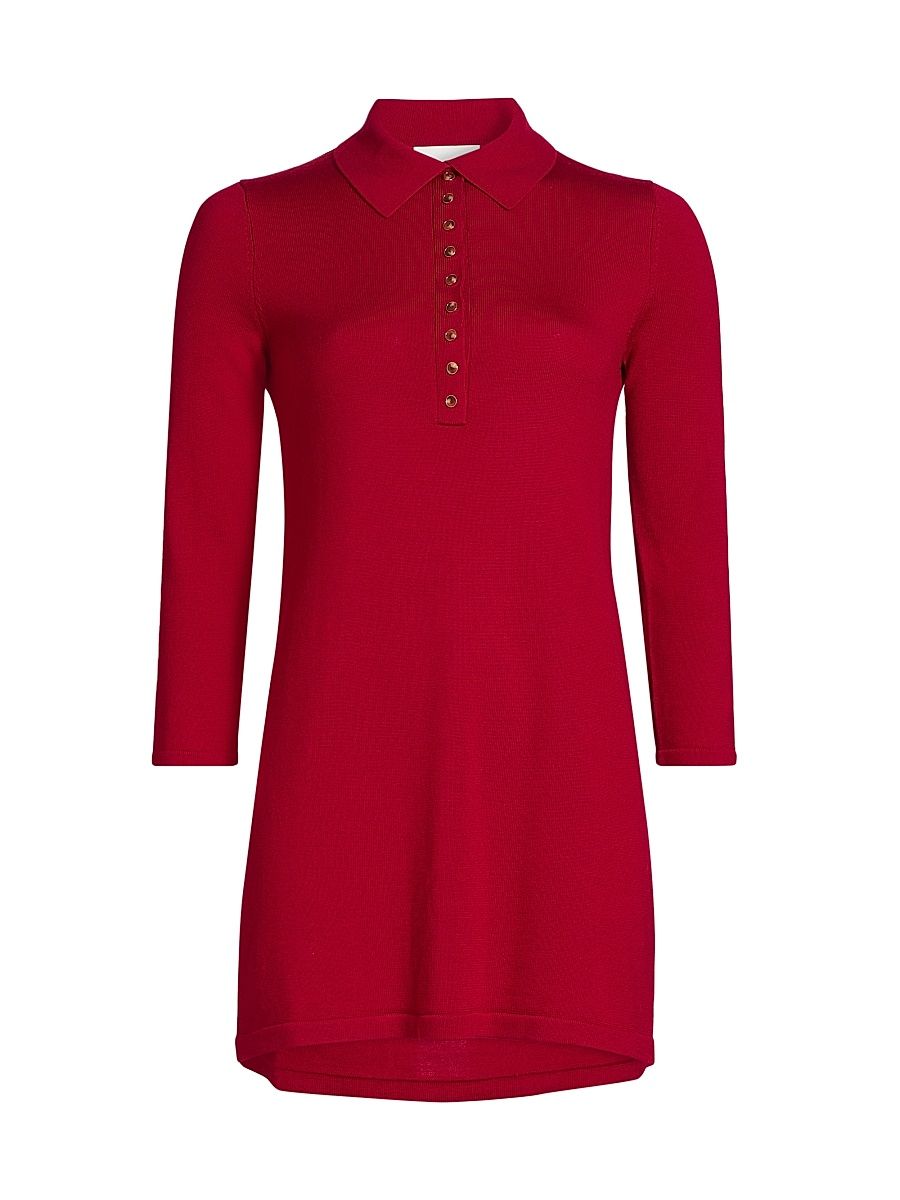 Women's Luell Wool Polo Minidress - Lipstick - Size XL