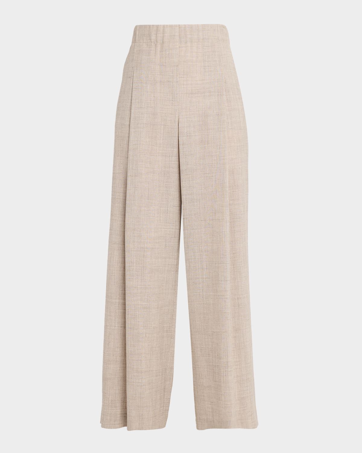 Astor Pleated Wide-Leg Melange Pants