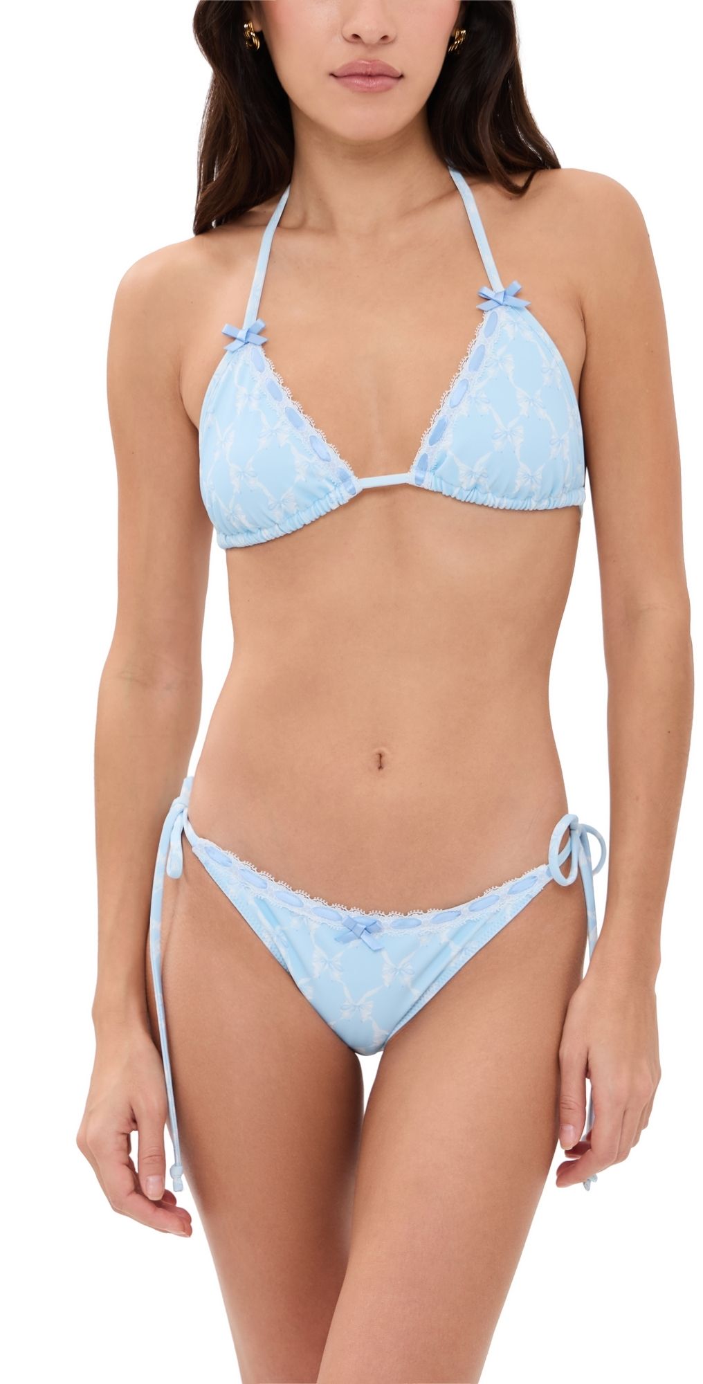 LoveShackFancy Harbor Bikini Set Chilled Blue XXL