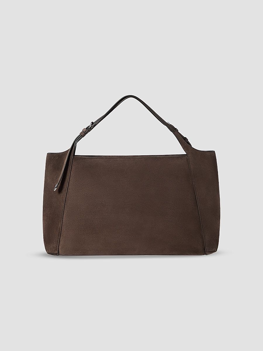 Women's Sartorial Shopper Bag in Suede - Pine Cone Brown