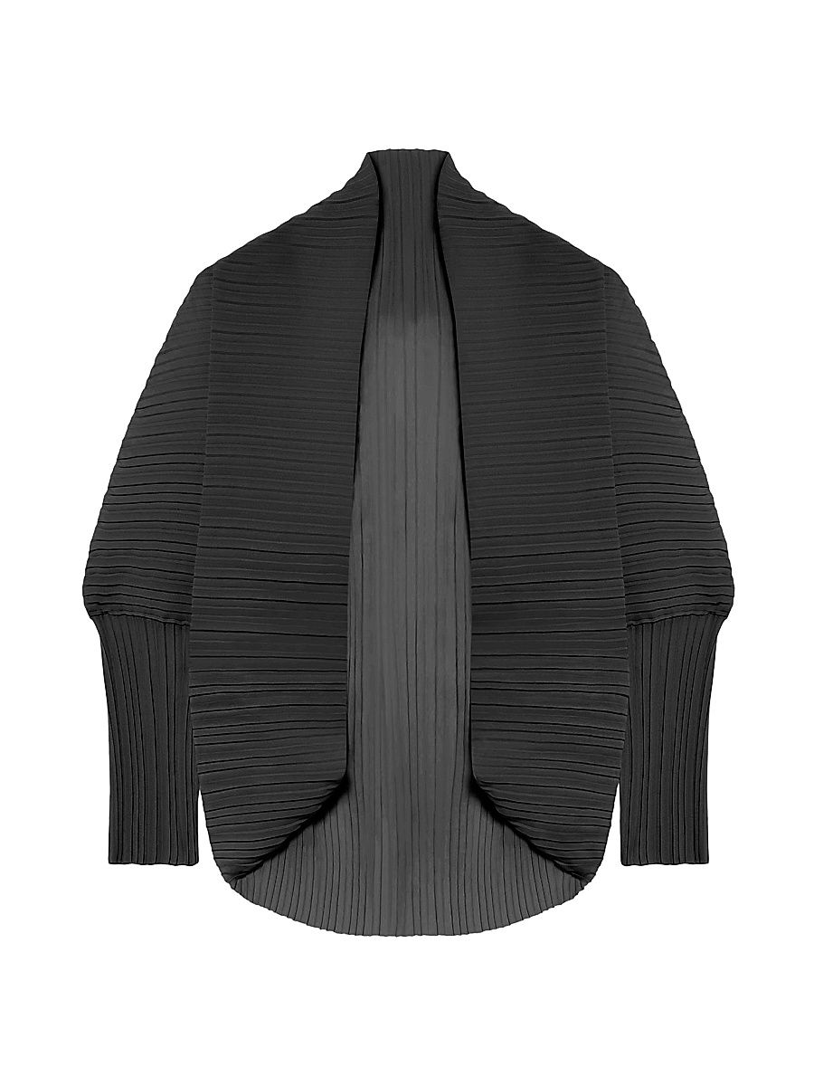 Women's Pleated Fabric Shrug - Black
