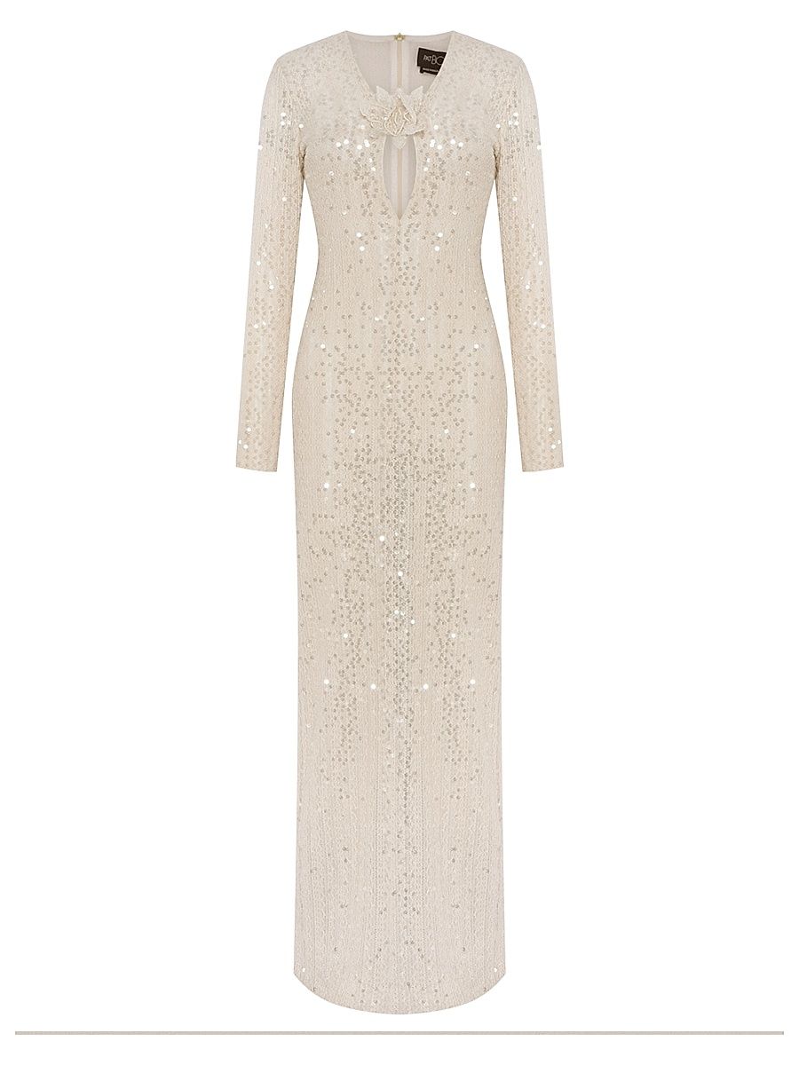 Women's Iara Crochet Plunge Maxi Dress - Beige - Size 12