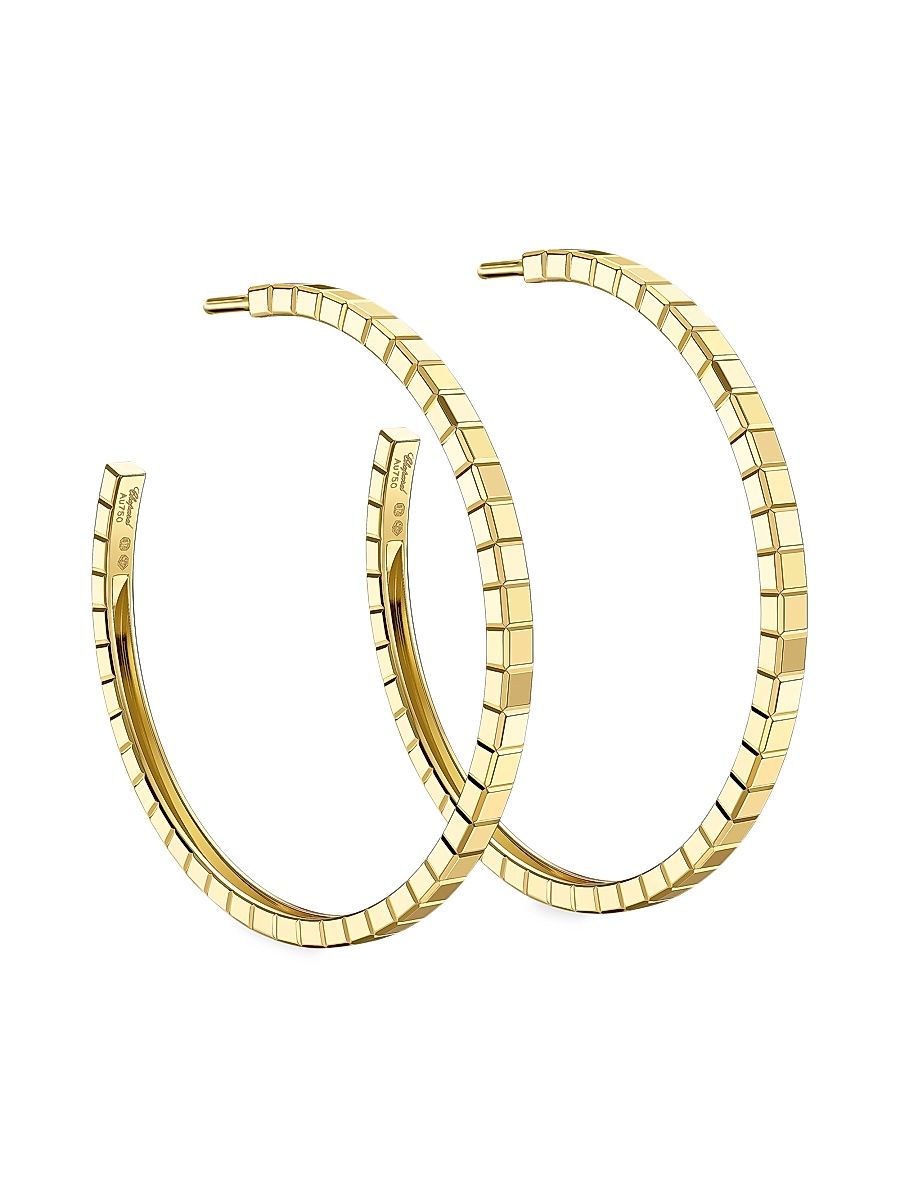 Women's Ice Cube 18K Yellow Gold Hoop Earrings - Yellow Gold