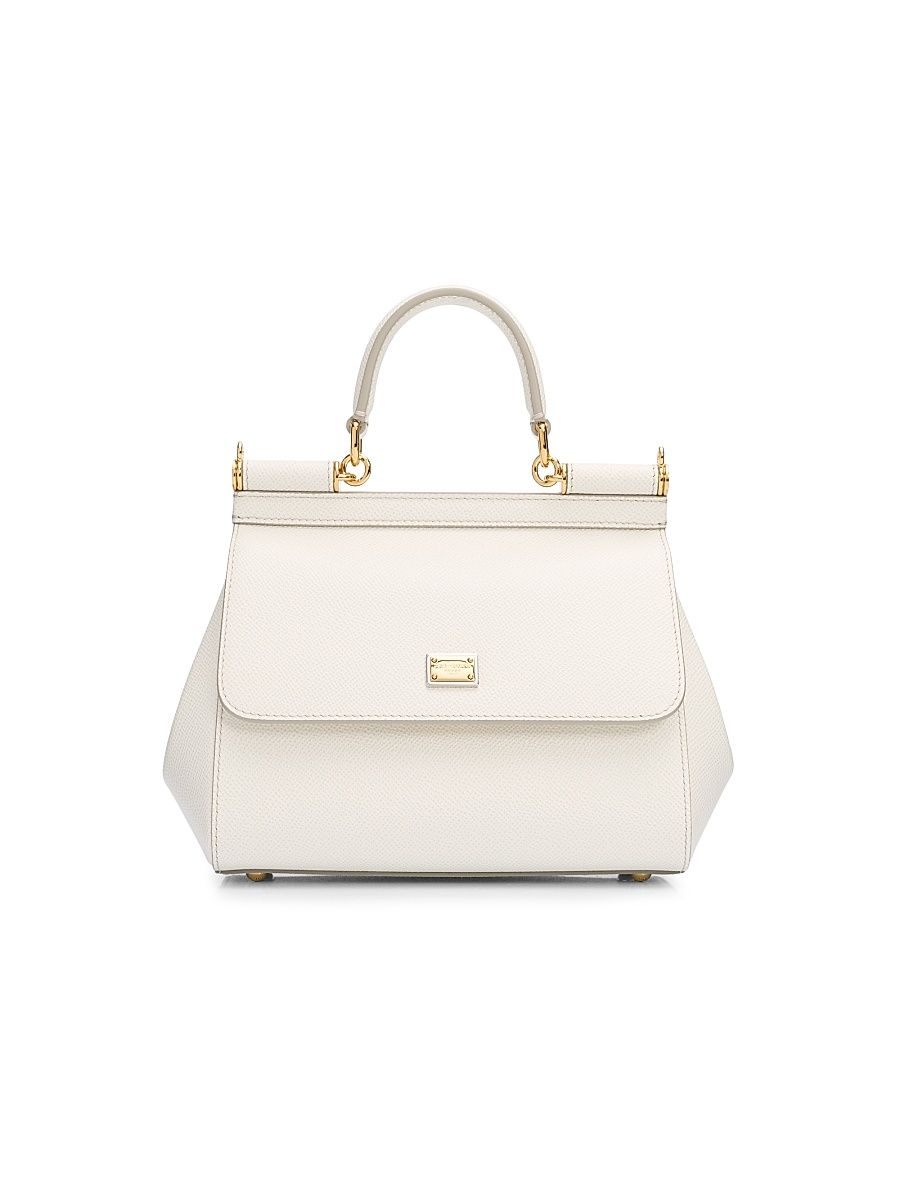 Women's Sicily Logo Leather Top Handle Bag - White
