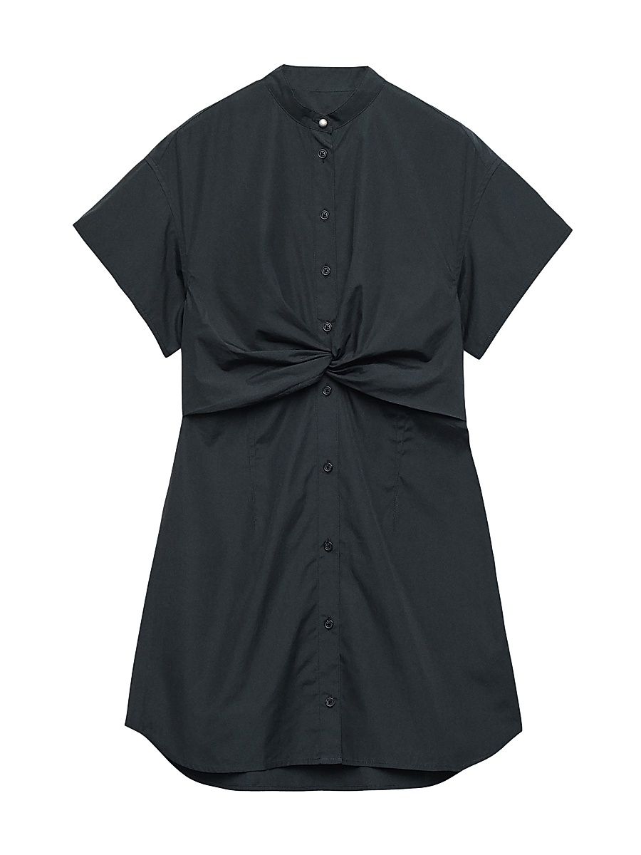 Women's Gretchen Poplin Twist Mini Shirtdress - Black - Size 14