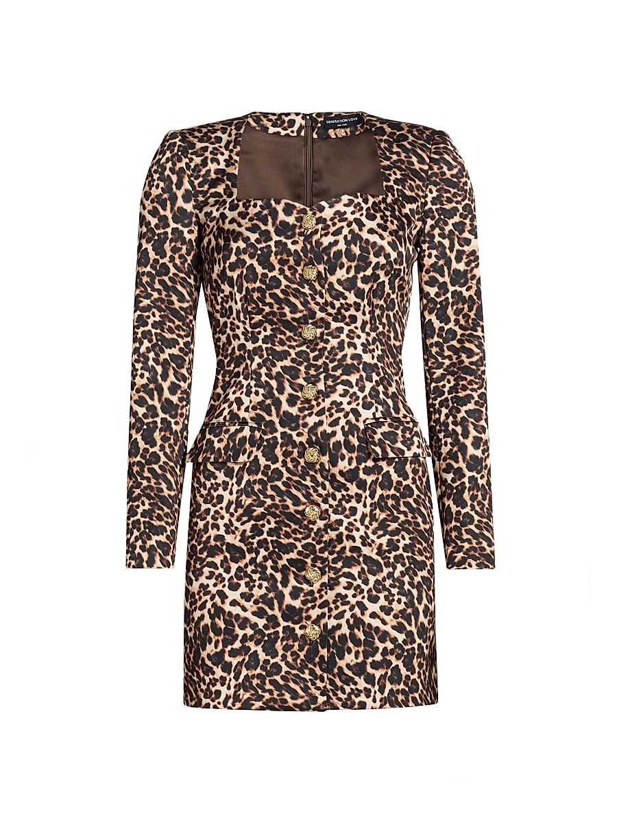Women's Odelia Leopard-Print Satin Minidress - Leopardess - Size XL