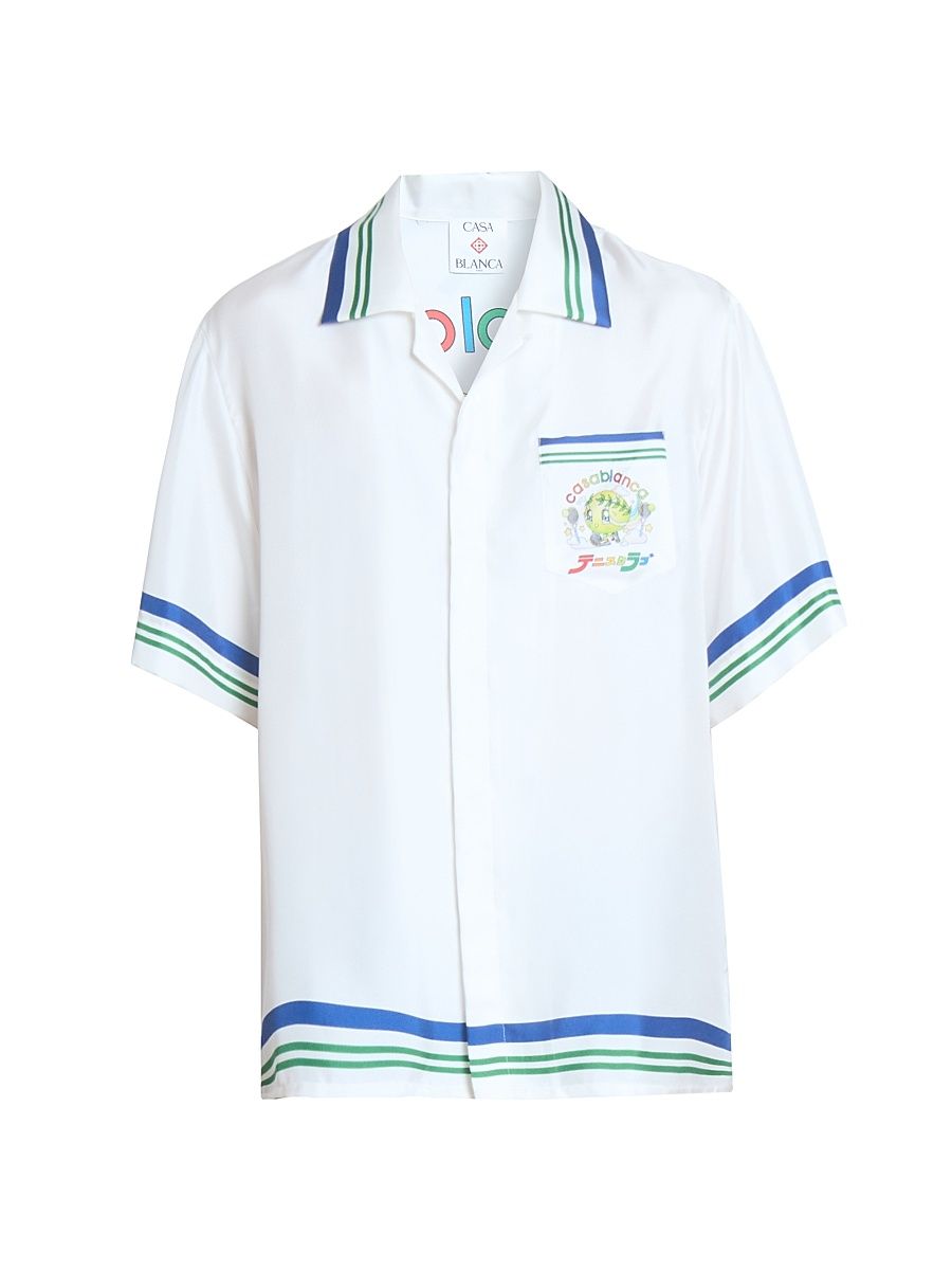 Men's Tennis Ball Silk Short-Sleeve Shirt - Silk Twill - Size XXXL