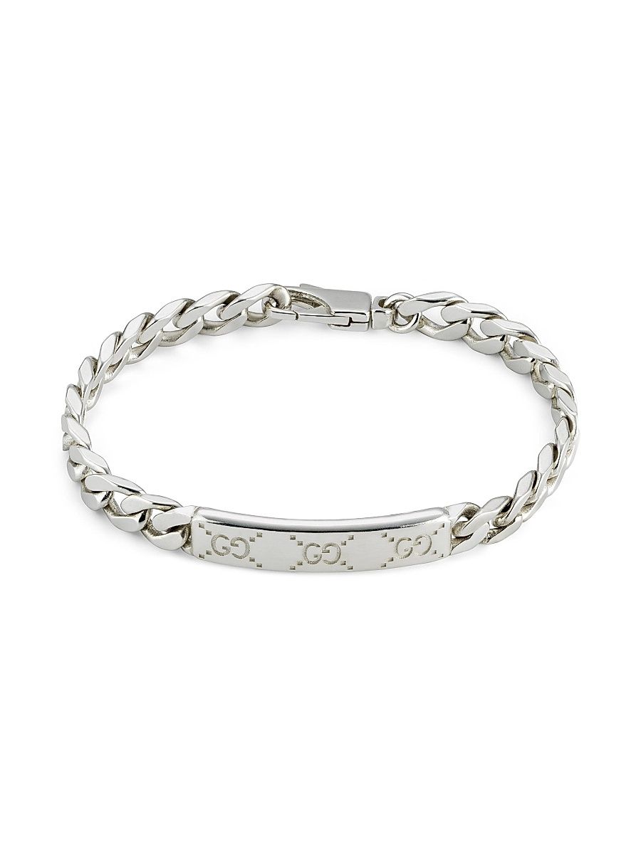 Men's Gucci Signature Sterling Silver Chain Bracelet - Silver