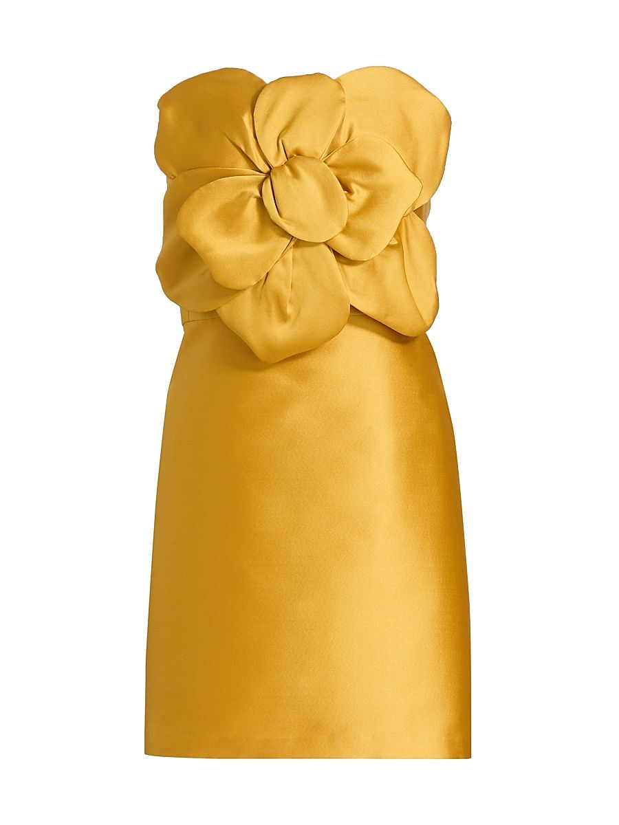 Women's Anora Sculptural Rosette Minidress - Saffron - Size 2