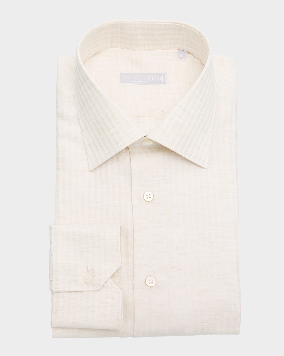 Men & apos;s Cotton, Silk and Linen Stripe Dress Shirt