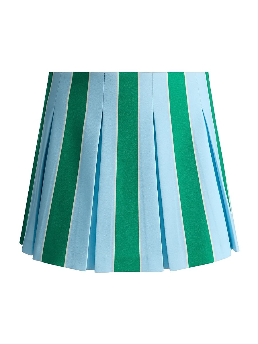 Women's Emilie Striped Box-Pleated Miniskirt - Heirloom Stripe Carolina Blue - Size 14