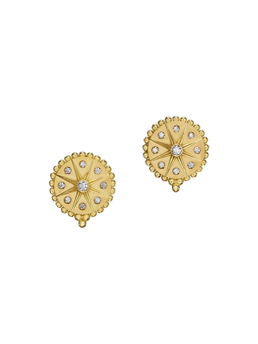 Women's Celestial Orbit 18K Yellow Gold & 0.11 TCW Diamond Stud Earrings - Yellow Gold