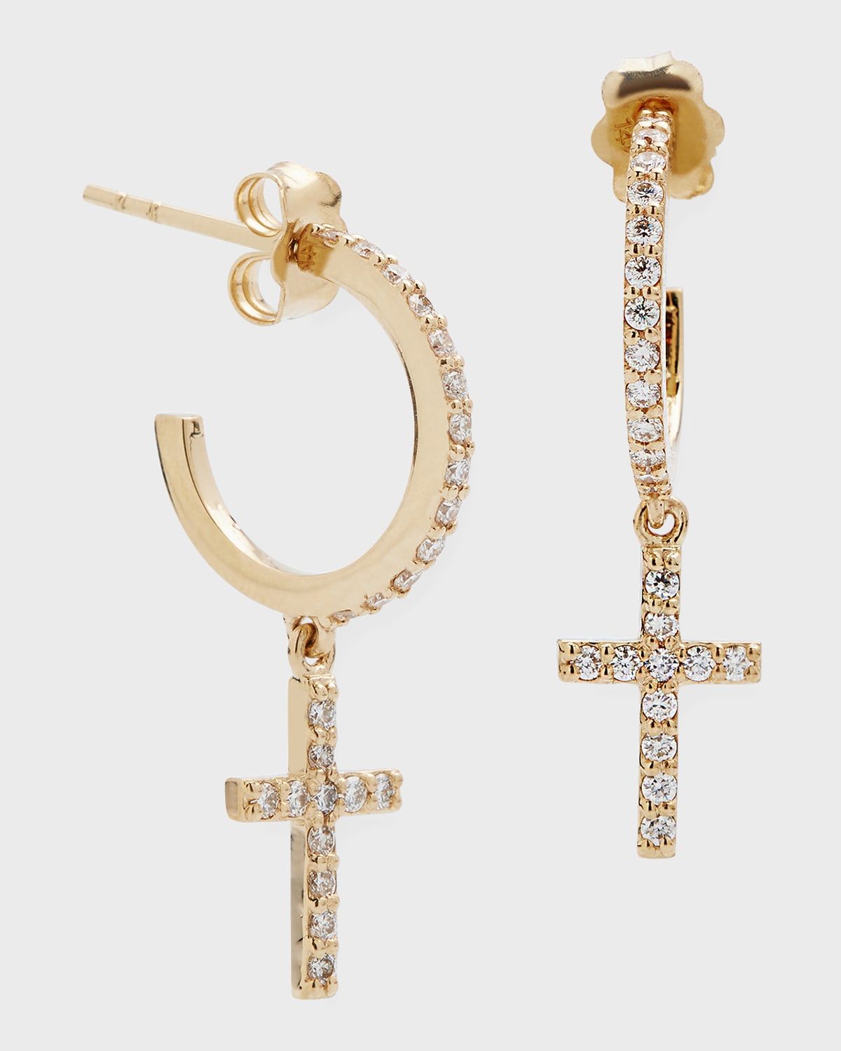 Flawless Dangle Cross Huggie Earrings, 13mm