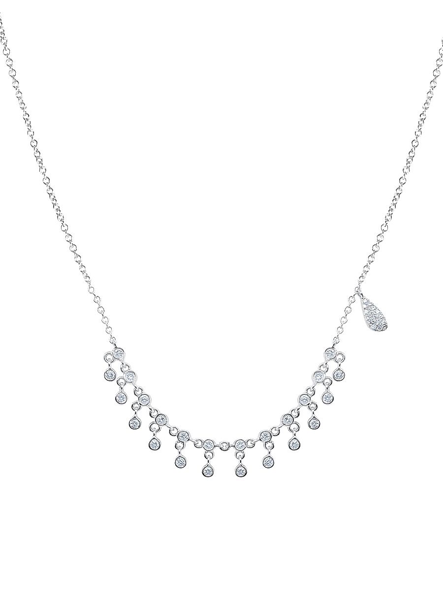 Women's 14K White Gold & 0.28 TCW Diamond Fringe Necklace - White Gold