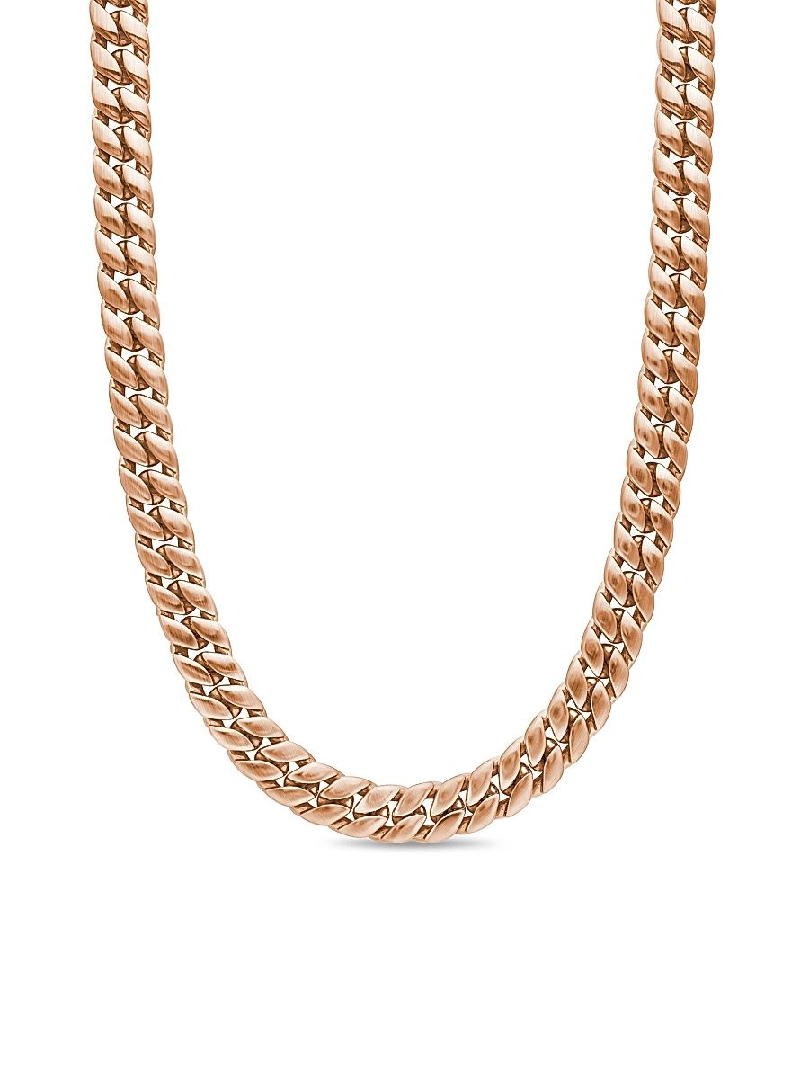 Men's Curb Chain Necklace in 18K Rose Gold, 11.5MM - Rose Gold - Size 22