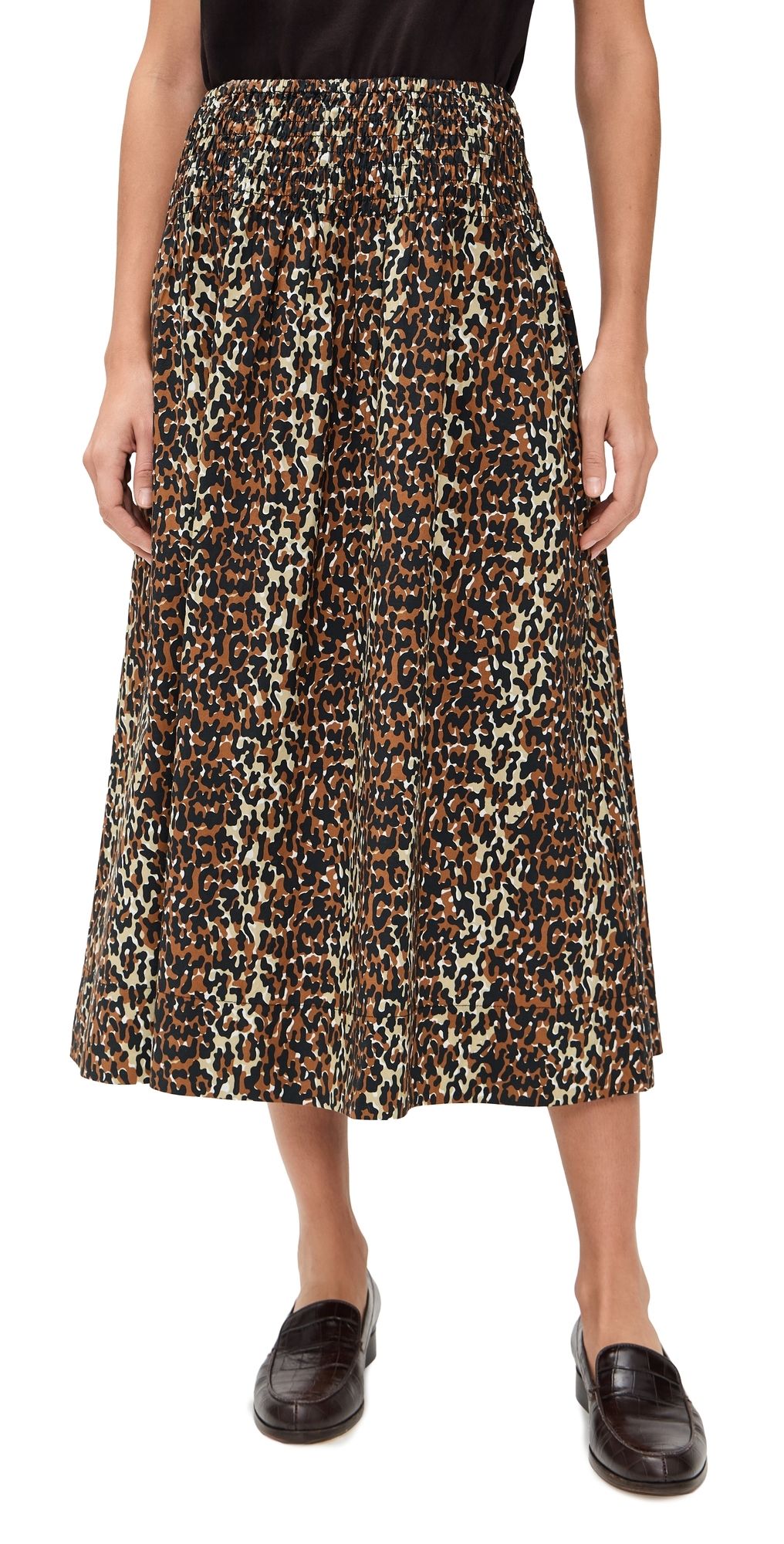 Clare V. Double Jaguar Zoe Skirt Caramel Multi L